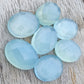 NATURAL BLUE CHALCEDONY CHECKER CUT OVAL SHAPE FLAT BACK CALIBRATED GEMSTONES, ALL SIZES AVAILABLE