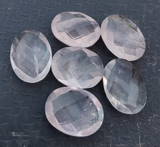 AAA+ QUALITY NATURAL ROSE QUARTZ OVAL SHAPE BRIOLETTE CUT FLAT BACK CALIBRATED WHOLESALE GEMSTONES, ALL SIZES AVAILABLE
