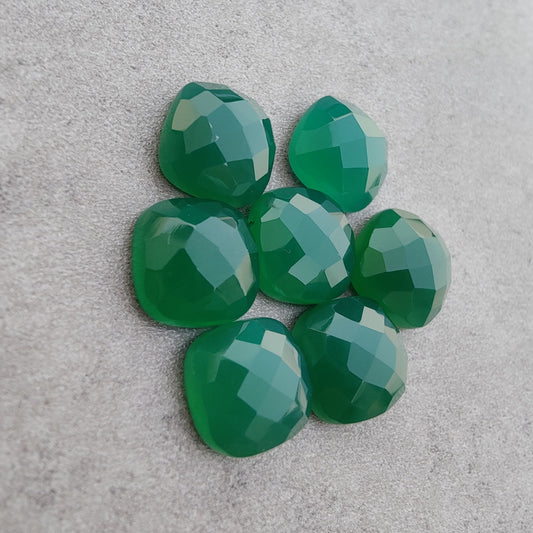 AAA+ QUALITY NATURAL GREEN ONYX CUSHION SHAPE CHECKER CUT FLAT BACK CALIBRATED GEMSTONES, ALL SIZES AVAILABLE