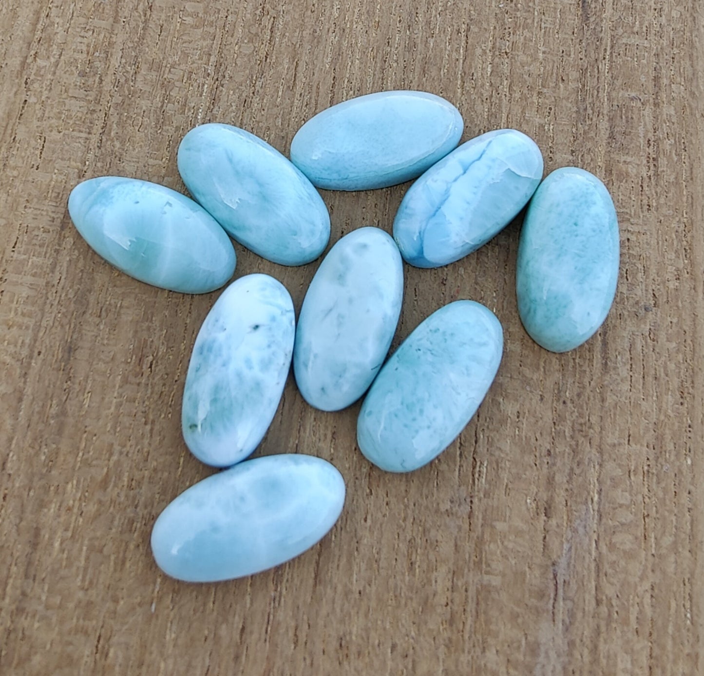 AAA+ QUALITY NATURAL LARIMAR BIG OVAL SHAPE CABOCHON FLAT BACK CALIBRATED BEDA SHAPE GEMSTONES, ALL SIZES AVAILABLE