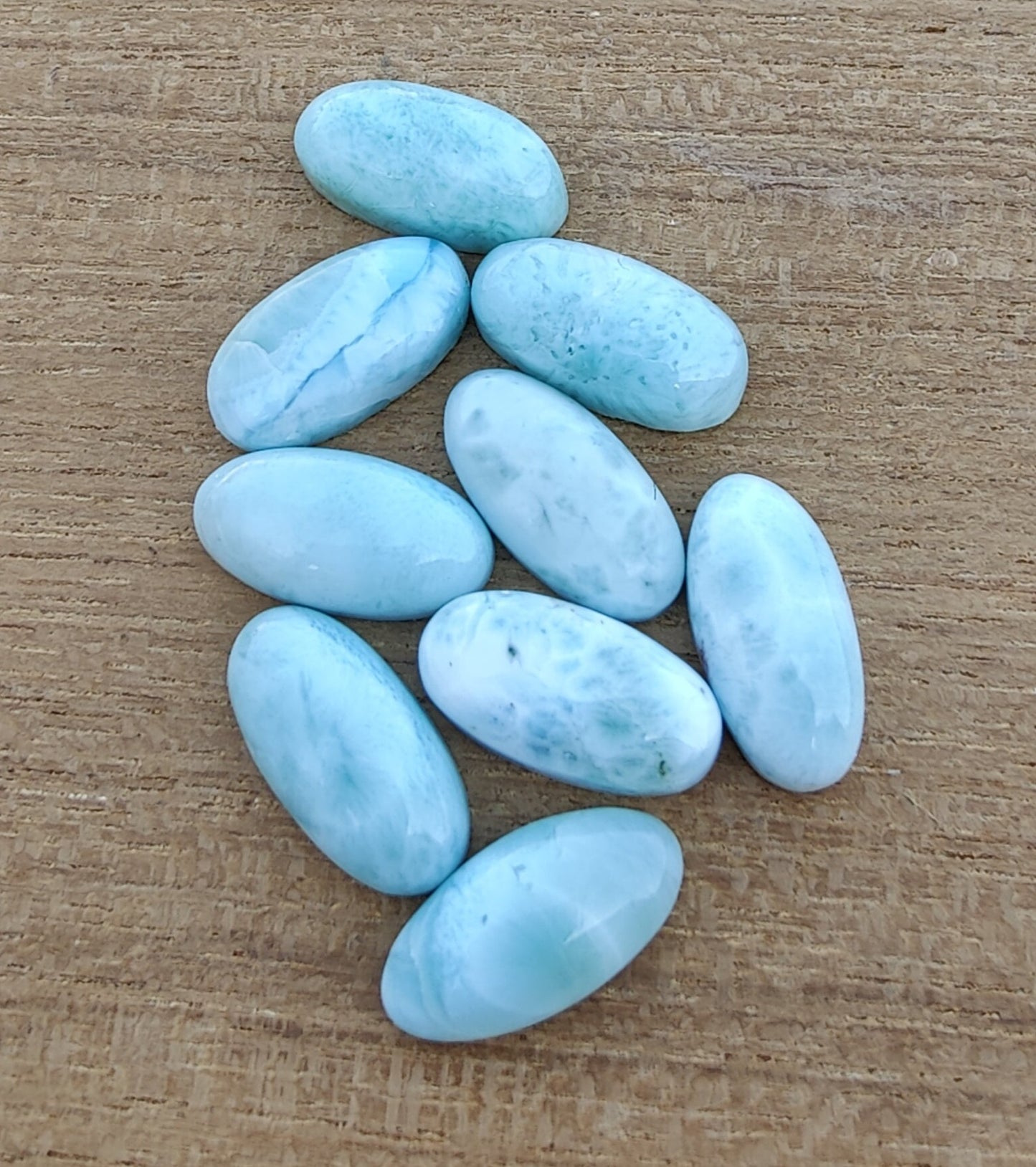 AAA+ QUALITY NATURAL LARIMAR BIG OVAL SHAPE CABOCHON FLAT BACK CALIBRATED BEDA SHAPE GEMSTONES, ALL SIZES AVAILABLE