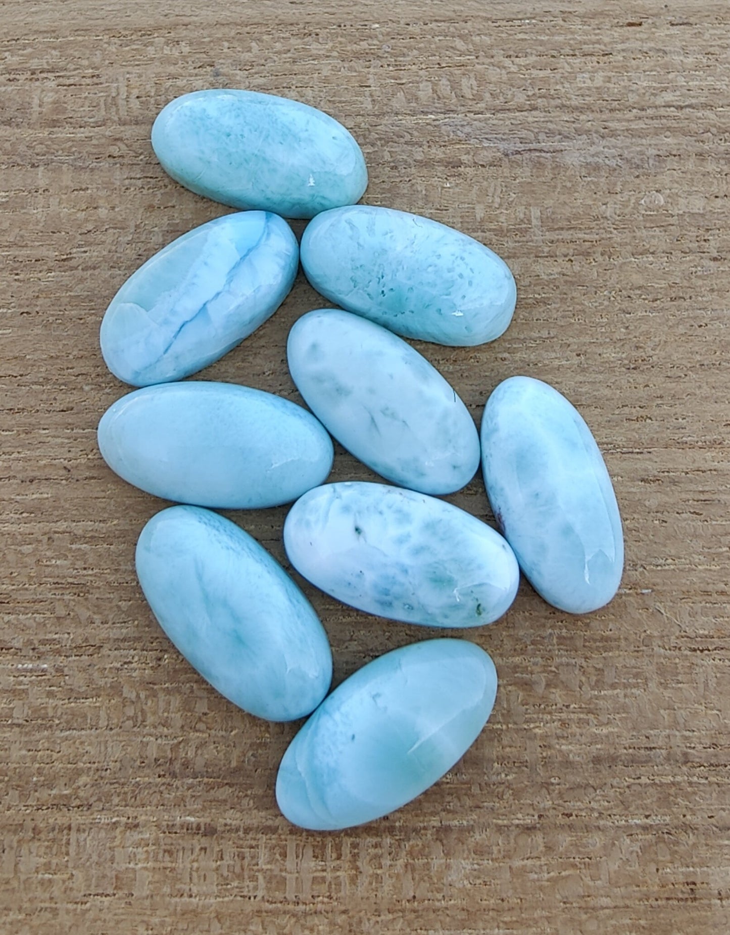 AAA+ QUALITY NATURAL LARIMAR BIG OVAL SHAPE CABOCHON FLAT BACK CALIBRATED BEDA SHAPE GEMSTONES, ALL SIZES AVAILABLE