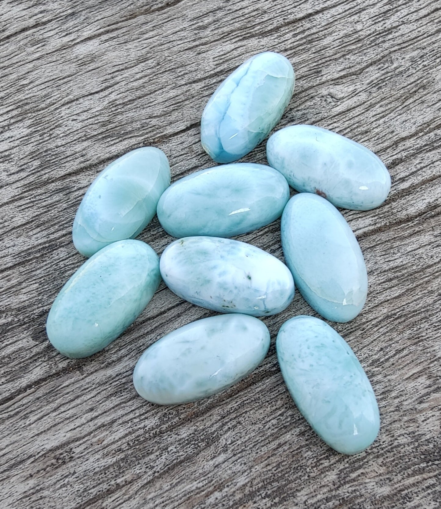 AAA+ QUALITY NATURAL LARIMAR BIG OVAL SHAPE CABOCHON FLAT BACK CALIBRATED BEDA SHAPE GEMSTONES, ALL SIZES AVAILABLE