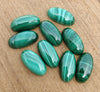 NATURAL MALACHITE BIG OVAL SHAPE CABOCHON FLAT BACK CALIBRATED BEDA SHAPE GEMSTONES, ALL SIZES AVAILABLE