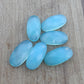 NATURAL BLUE CHALCEDONY BIG OVAL SHAPE CHECKER CUT FLAT BACK CALIBRATED BEDA SHAPE GEMSTONES, ALL SIZES AVAILABLE