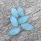 NATURAL BLUE CHALCEDONY BIG OVAL SHAPE CHECKER CUT FLAT BACK CALIBRATED BEDA SHAPE GEMSTONES, ALL SIZES AVAILABLE