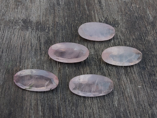 AAA+ QUALITY NATURAL ROSE QUARTZ BIG OVAL SHAPE FACETED CUT FLAT BACK CALIBRATED BEDA SHAPE GEMSTONES, ALL SIZES AVAILABLE