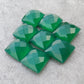 AAA+ QUALITY NATURAL GREEN ONYX SQUARE SHAPE CHECKER CUT FLAT BACK CALIBRATED GEMSTONES, ALL SIZES AVAILABLE