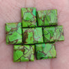 NATURAL GREEN COPPER TURQUOISE RECTANGLE SHAPE CABOCHON FLAT BACK CALIBRATED AAA+ QUALITY GEMSTONES, ALL SIZES AVAILABLE