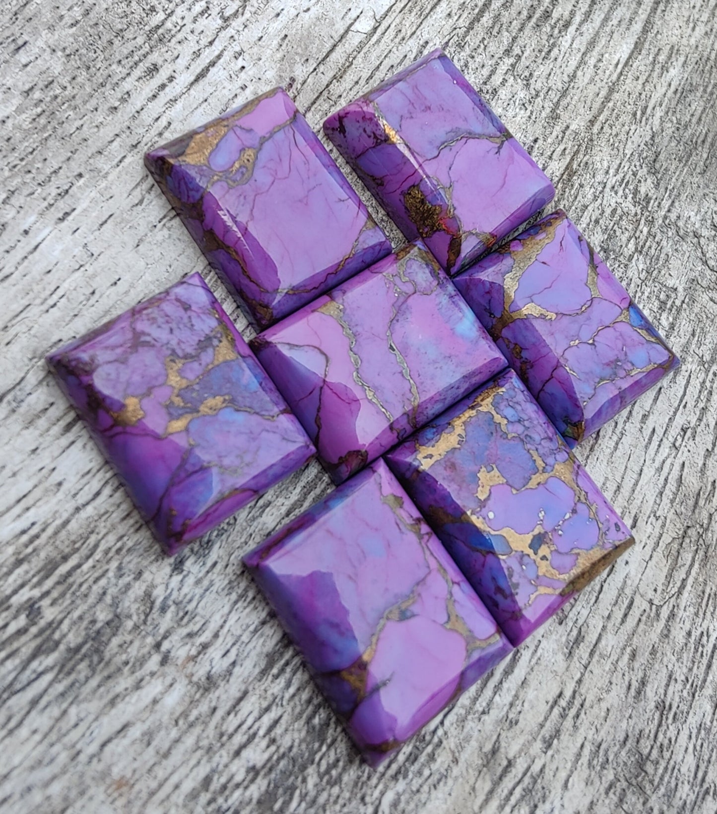 AAA+ QUALITY NATURAL PURPLE COPPER TURQUOISE RECTANGLE SHAPE CABOCHON FLAT BACK CALIBRATED LOOSE GEMSTONES, ALL SIZES AVAILABLE