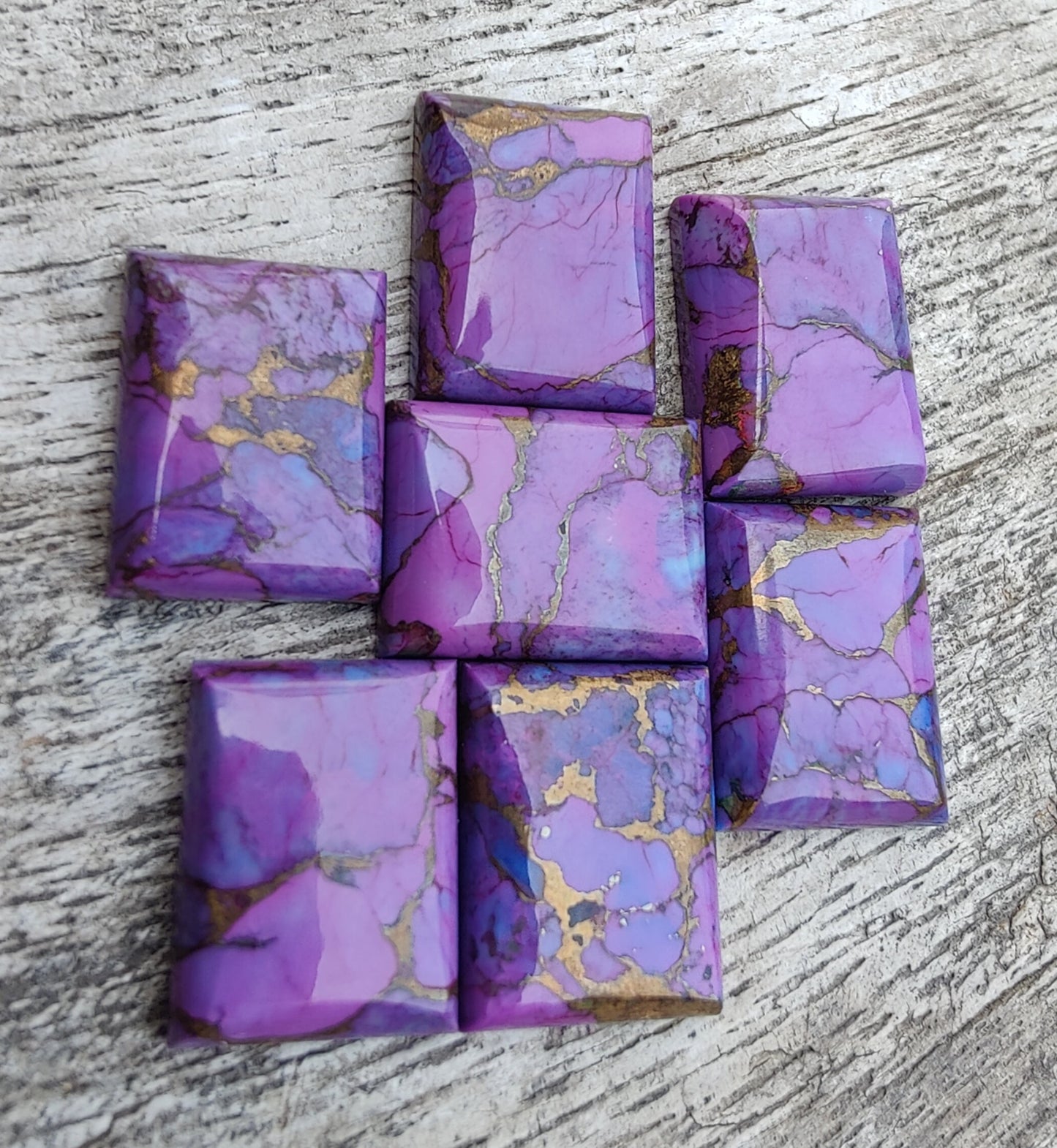 AAA+ QUALITY NATURAL PURPLE COPPER TURQUOISE RECTANGLE SHAPE CABOCHON FLAT BACK CALIBRATED LOOSE GEMSTONES, ALL SIZES AVAILABLE