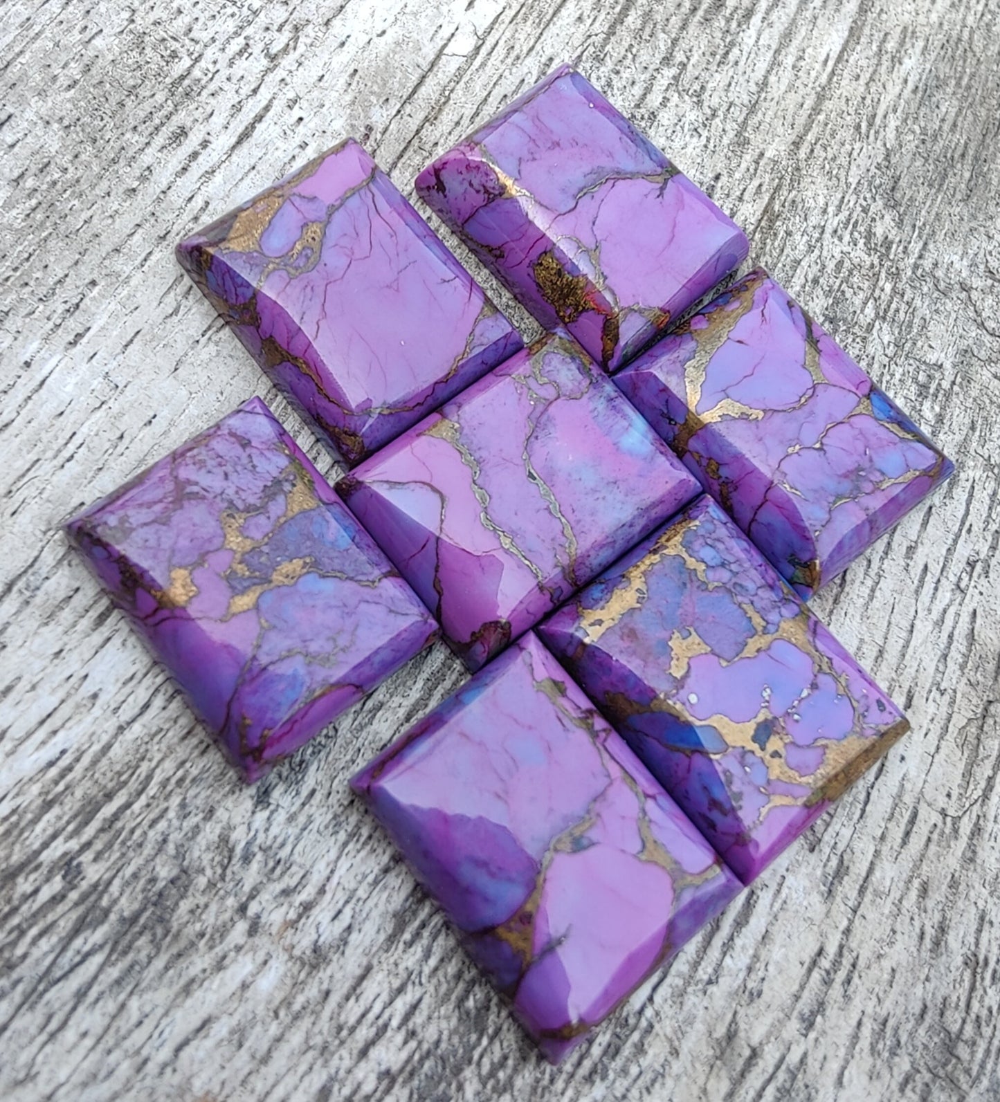 AAA+ QUALITY NATURAL PURPLE COPPER TURQUOISE RECTANGLE SHAPE CABOCHON FLAT BACK CALIBRATED LOOSE GEMSTONES, ALL SIZES AVAILABLE