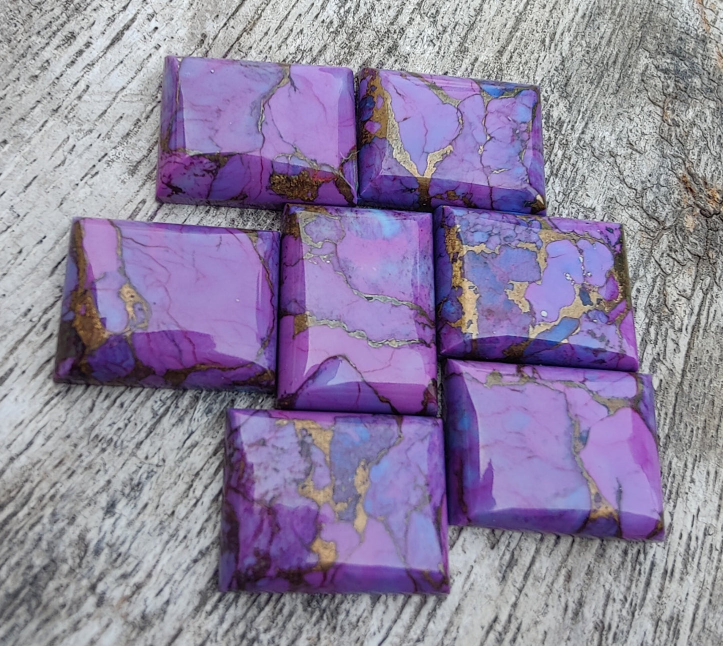 AAA+ QUALITY NATURAL PURPLE COPPER TURQUOISE RECTANGLE SHAPE CABOCHON FLAT BACK CALIBRATED LOOSE GEMSTONES, ALL SIZES AVAILABLE