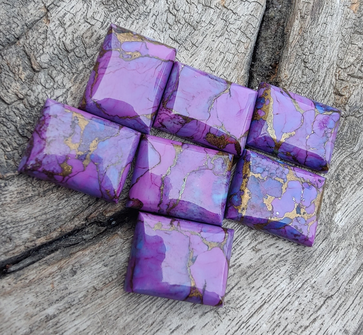 AAA+ QUALITY NATURAL PURPLE COPPER TURQUOISE RECTANGLE SHAPE CABOCHON FLAT BACK CALIBRATED LOOSE GEMSTONES, ALL SIZES AVAILABLE