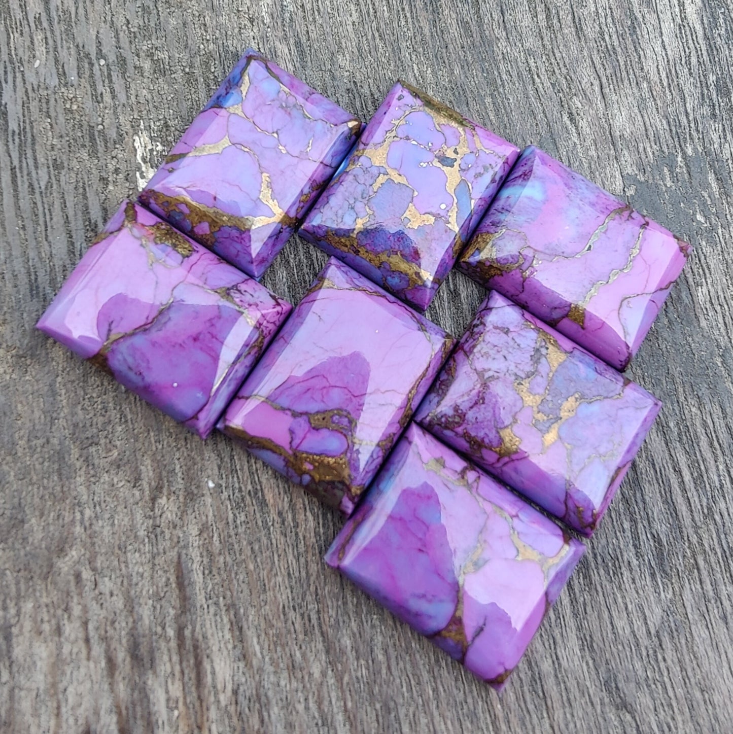 AAA+ QUALITY NATURAL PURPLE COPPER TURQUOISE RECTANGLE SHAPE CABOCHON FLAT BACK CALIBRATED LOOSE GEMSTONES, ALL SIZES AVAILABLE
