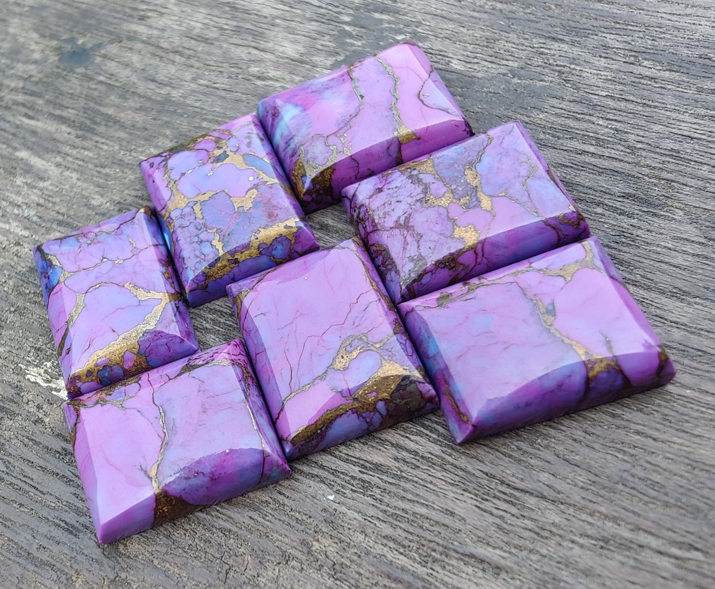 AAA+ QUALITY NATURAL PURPLE COPPER TURQUOISE RECTANGLE SHAPE CABOCHON FLAT BACK CALIBRATED LOOSE GEMSTONES, ALL SIZES AVAILABLE