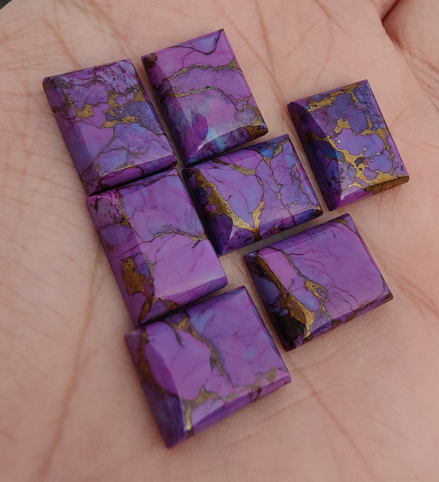 AAA+ QUALITY NATURAL PURPLE COPPER TURQUOISE RECTANGLE SHAPE CABOCHON FLAT BACK CALIBRATED LOOSE GEMSTONES, ALL SIZES AVAILABLE