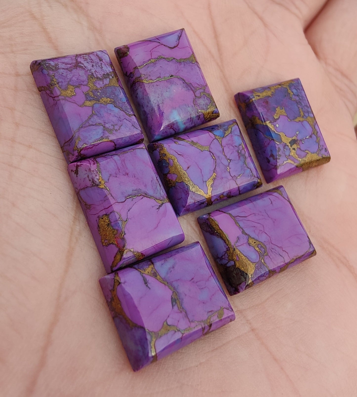 AAA+ QUALITY NATURAL PURPLE COPPER TURQUOISE RECTANGLE SHAPE CABOCHON FLAT BACK CALIBRATED LOOSE GEMSTONES, ALL SIZES AVAILABLE