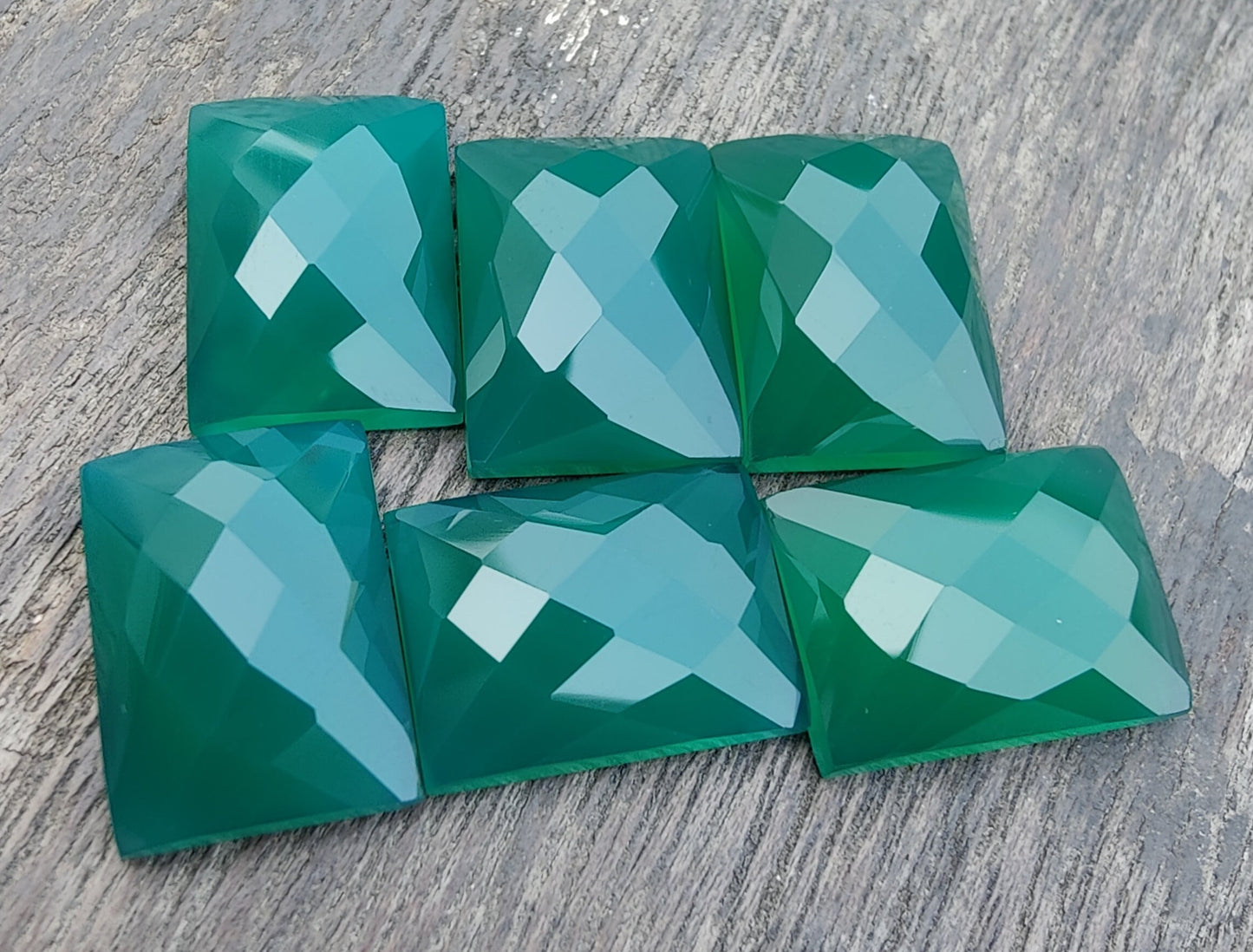 AAA+ QUALITY NATURAL GREEN ONYX RECTANGLE SHAPE CHECKER CUT FLAT BACK CALIBRATED GEMSTONES, ALL SIZES AVAILABLE