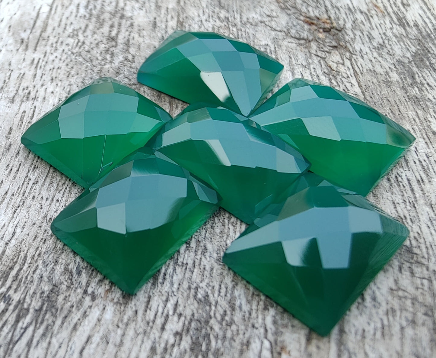 AAA+ QUALITY NATURAL GREEN ONYX RECTANGLE SHAPE CHECKER CUT FLAT BACK CALIBRATED GEMSTONES, ALL SIZES AVAILABLE