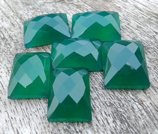 AAA+ QUALITY NATURAL GREEN ONYX RECTANGLE SHAPE CHECKER CUT FLAT BACK CALIBRATED GEMSTONES, ALL SIZES AVAILABLE