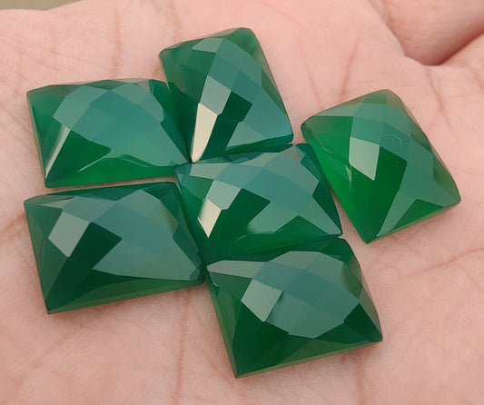 AAA+ QUALITY NATURAL GREEN ONYX RECTANGLE SHAPE CHECKER CUT FLAT BACK CALIBRATED GEMSTONES, ALL SIZES AVAILABLE