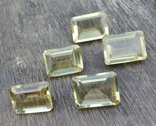 AAA+ QUALITY NATURAL LEMON QUARTZ RECTANGLE SHAPE FACETED CUT FLAT BACK CALIBRATED WHOLESALE GEMSTONES, ALL SIZES AVAILABLE