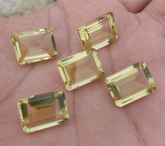 AAA+ QUALITY NATURAL LEMON QUARTZ RECTANGLE SHAPE FACETED CUT FLAT BACK CALIBRATED WHOLESALE GEMSTONES, ALL SIZES AVAILABLE