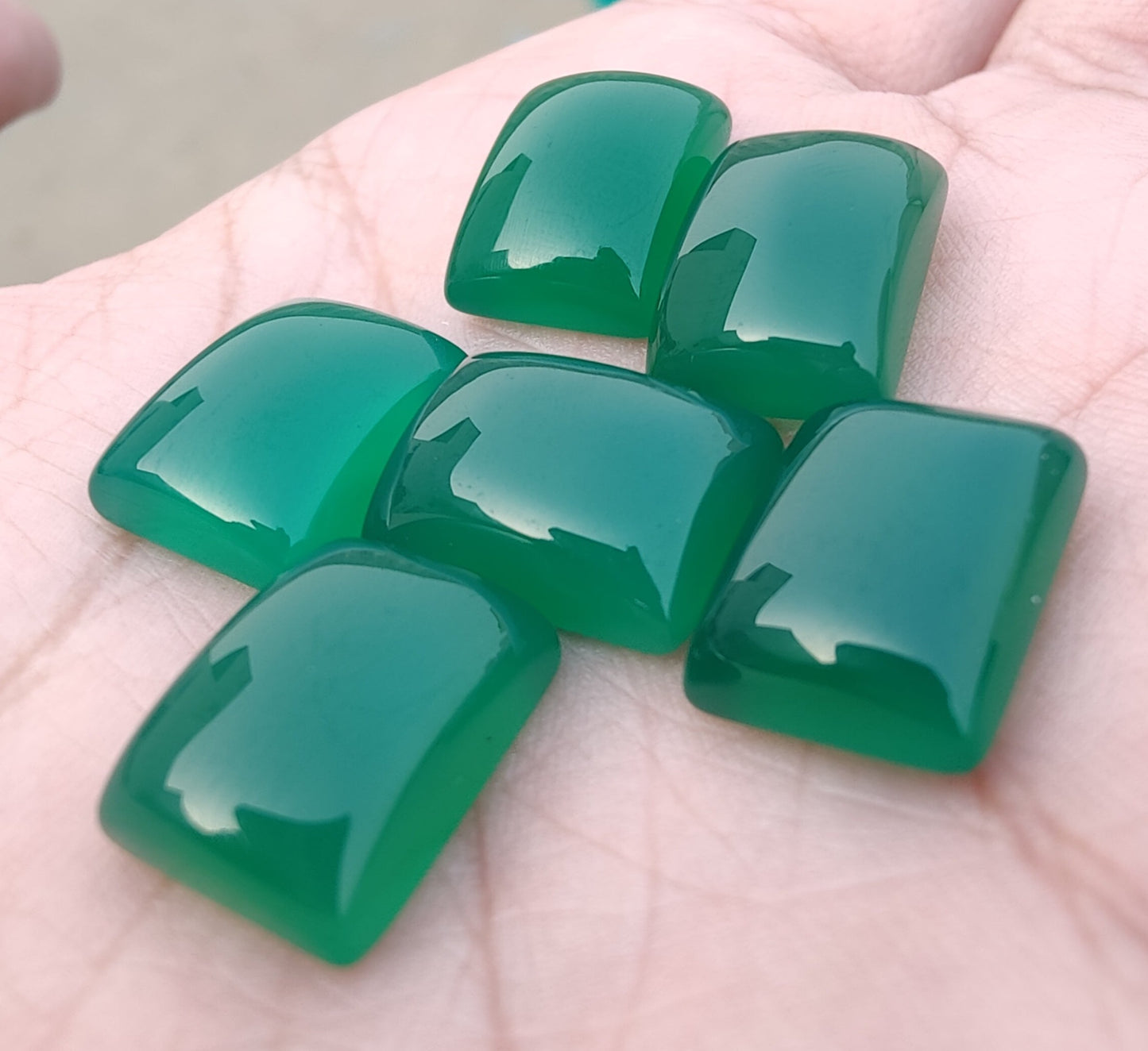 AAA+ QUALITY NATURAL GREEN ONYX RECTANGLE SHAPE CABOCHON FLAT BACK CALIBRATED GEMSTONES, ALL SIZES AVAILABLE