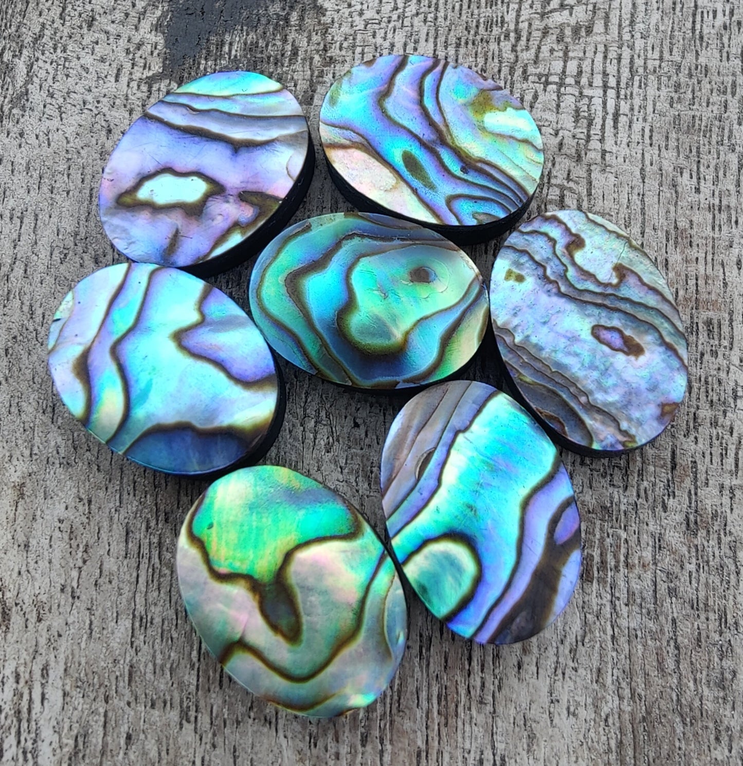 TOP QUALITY NATURAL ABALONE SHELL OVAL SHAPE CABOCHON FLAT BACK CALIBRATED WHOLESALE LOOSE GEMSTONES, ALL SIZES AVAILABLE
