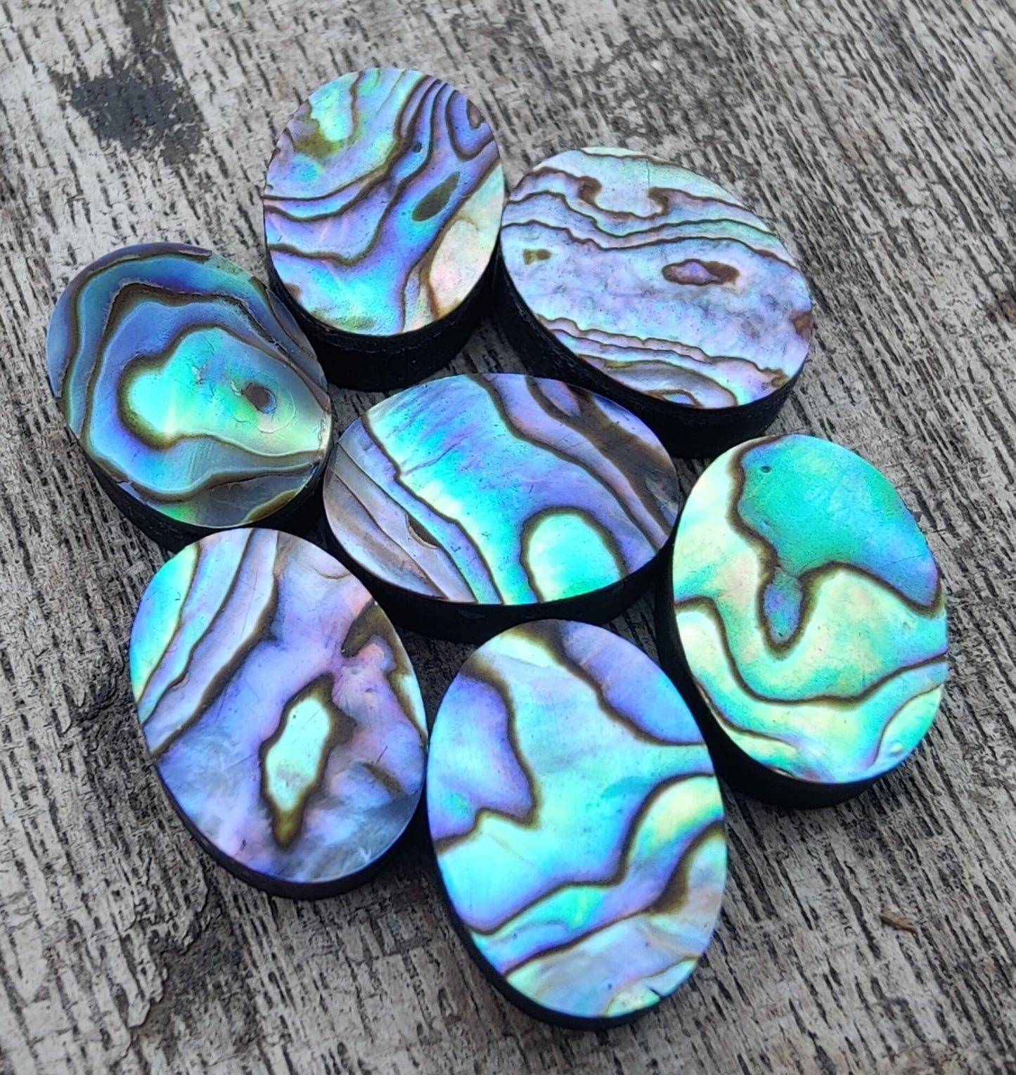 TOP QUALITY NATURAL ABALONE SHELL OVAL SHAPE CABOCHON FLAT BACK CALIBRATED WHOLESALE LOOSE GEMSTONES, ALL SIZES AVAILABLE