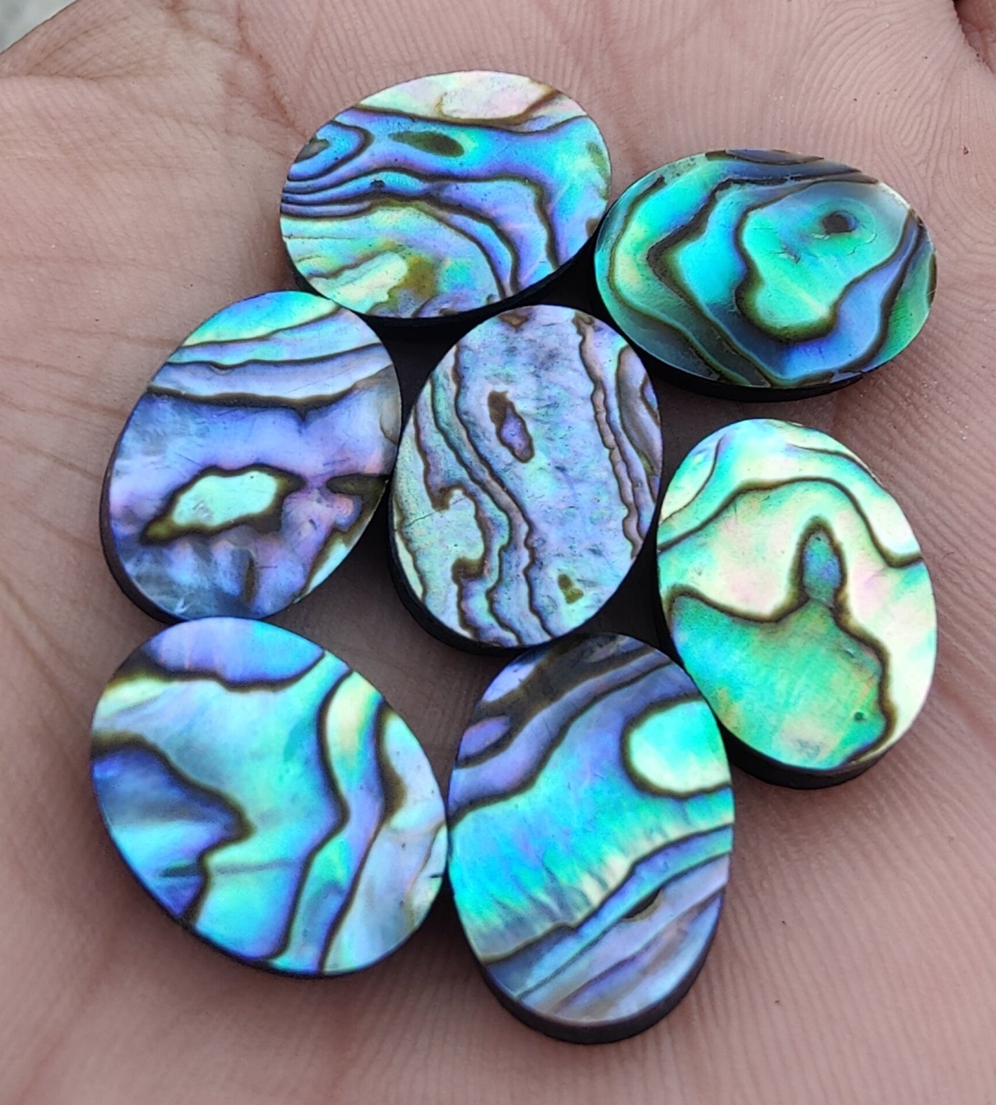 TOP QUALITY NATURAL ABALONE SHELL OVAL SHAPE CABOCHON FLAT BACK CALIBRATED WHOLESALE LOOSE GEMSTONES, ALL SIZES AVAILABLE