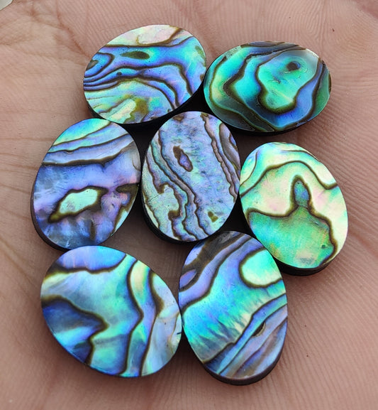 TOP QUALITY NATURAL ABALONE SHELL OVAL SHAPE CABOCHON FLAT BACK CALIBRATED WHOLESALE LOOSE GEMSTONES, ALL SIZES AVAILABLE