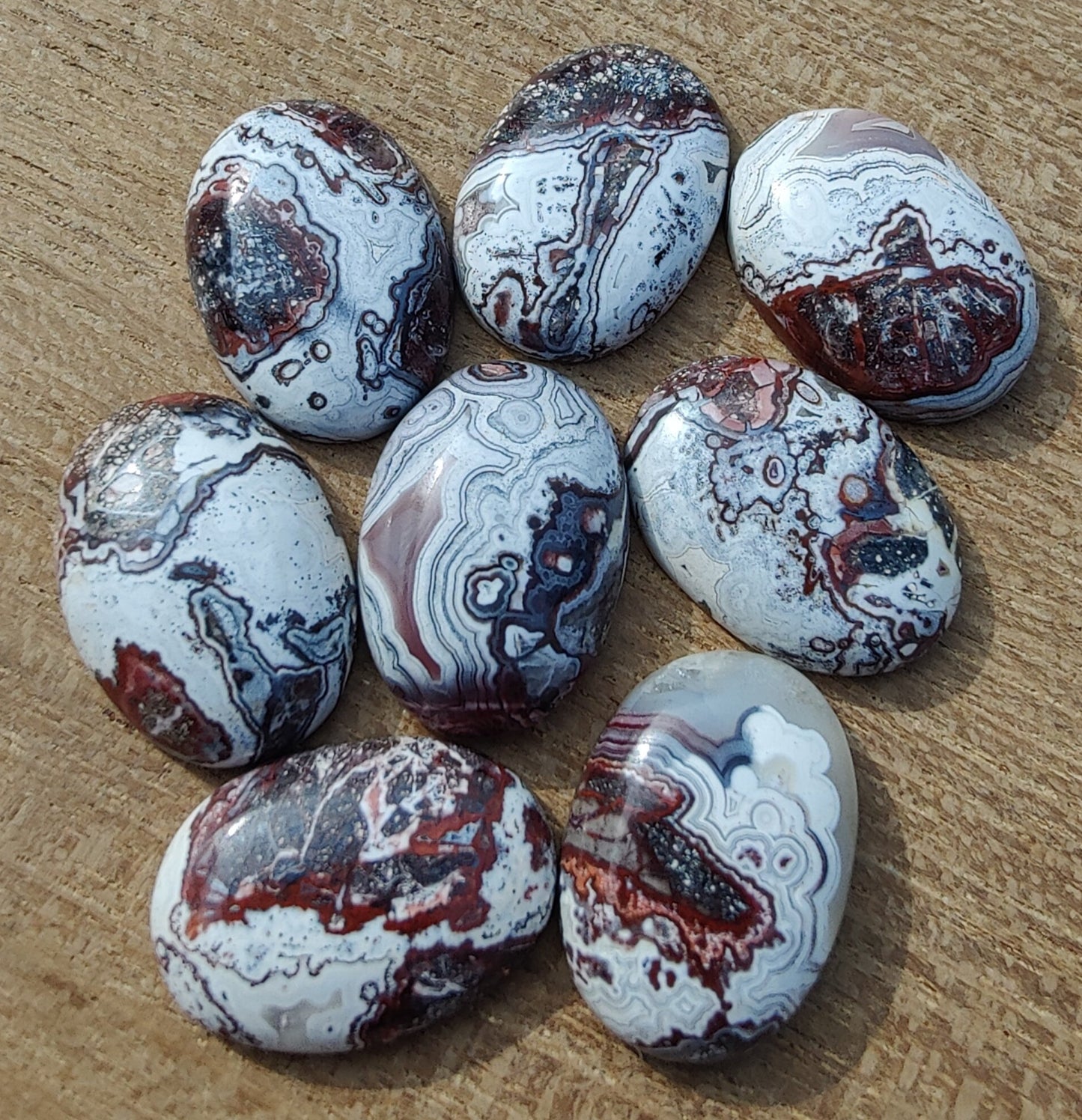 AAA+ QUALITY NATURAL CRAZY LACE AGATE OVAL SHAPE CABOCHON FLAT BACK CALIBRATED LOOSE GEMSTONES, ALL SIZES AVAILABLE