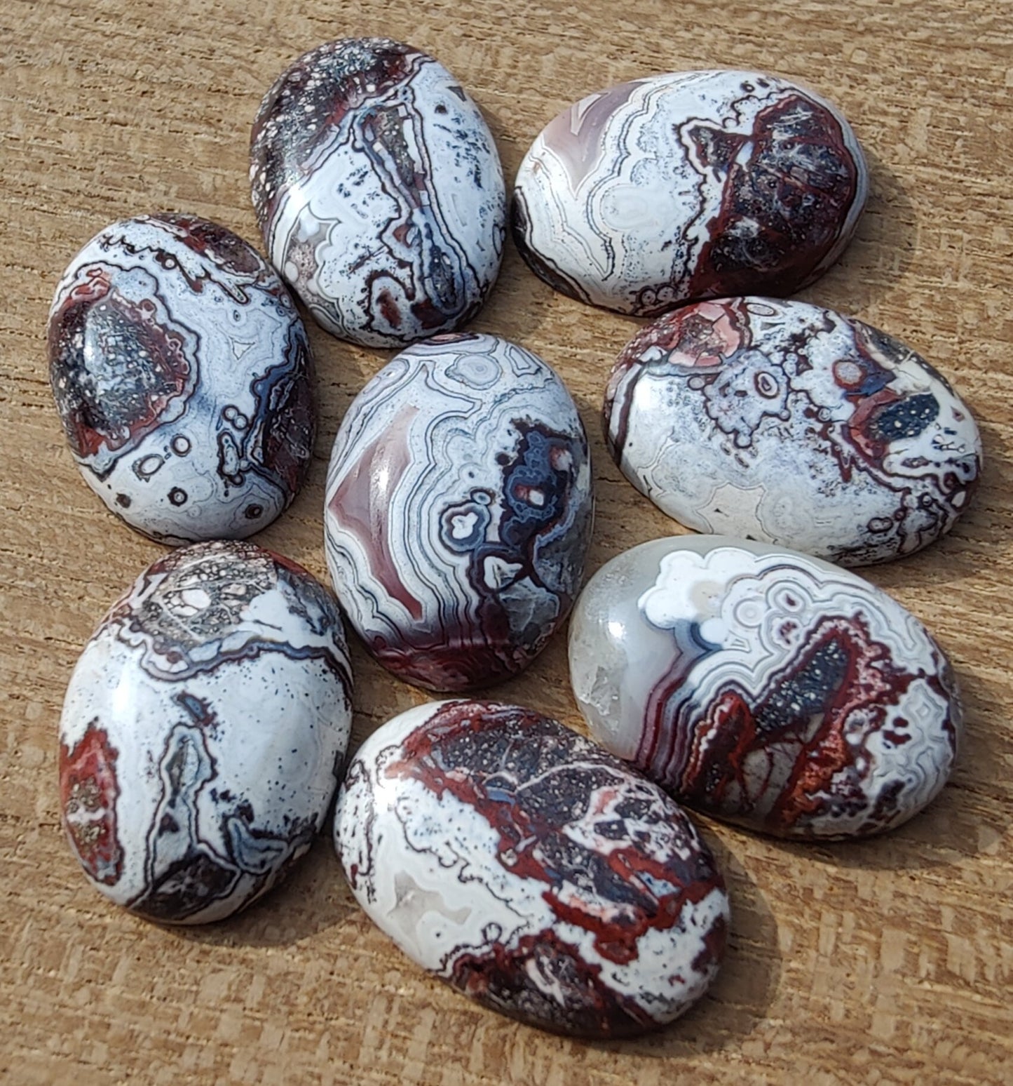 AAA+ QUALITY NATURAL CRAZY LACE AGATE OVAL SHAPE CABOCHON FLAT BACK CALIBRATED LOOSE GEMSTONES, ALL SIZES AVAILABLE