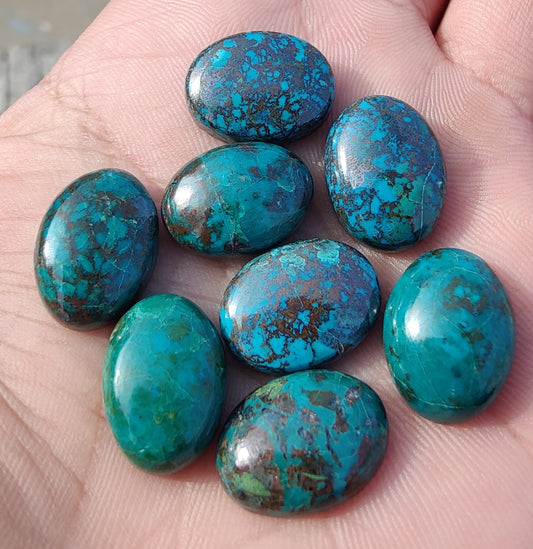 AAA+ QUALITY NATURAL CRYSOCOLLA OVAL SHAPE CABOCHON FLAT BACK CALIBRATED WHOLESALE LOOSE GEMSTONES, ALL SIZES AVAILABLE