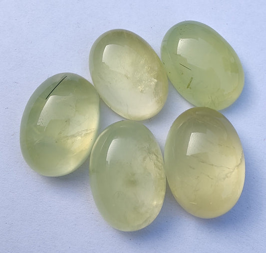 TOP QUALITY NATURAL YELLOW PREHNITE OVAL SHAPE CABOCHON FLAT BACK CALIBRATED LOOSE GEMSTONES, ALL SIZES AVAILABLE