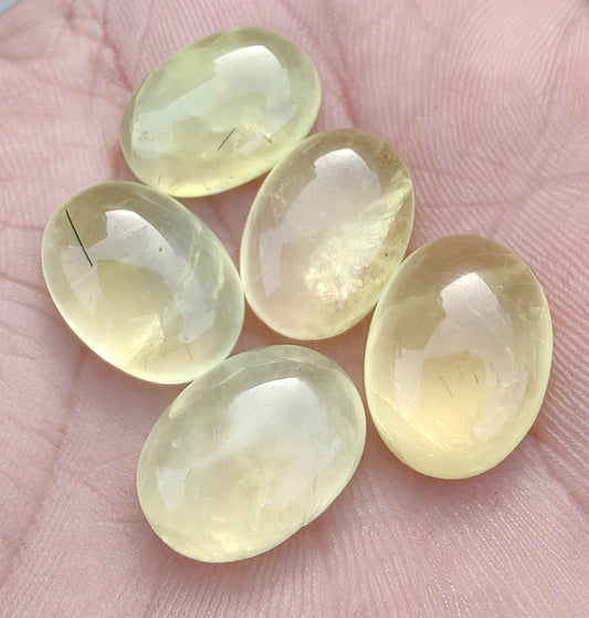 TOP QUALITY NATURAL YELLOW PREHNITE OVAL SHAPE CABOCHON FLAT BACK CALIBRATED LOOSE GEMSTONES, ALL SIZES AVAILABLE