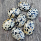 AAA+ QUALITY NATURAL DALMATIAN OVAL SHAPE CABOCHON FLAT BACK CALIBRATED WHOLESALE GEMSTONES, ALL SIZES AVAILABLE