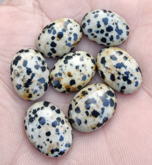 AAA+ QUALITY NATURAL DALMATIAN OVAL SHAPE CABOCHON FLAT BACK CALIBRATED WHOLESALE GEMSTONES, ALL SIZES AVAILABLE