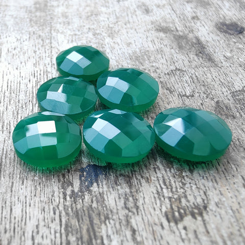 AAA+ QUALITY NATURAL GREEN ONYX ROUND SHAPE CHACKER CUT FLAT BACK CALIBRATED GEMSTONES, ALL SIZES AVAILABLE