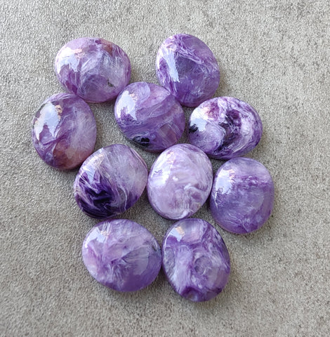 Natural Charoite Oval Shape Cabochon Flat Back Calibrated AAA+ Quality Wholesale Gemstones, All Sizes Available