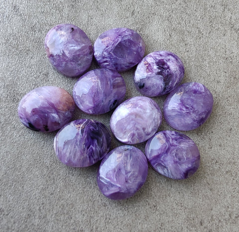 Natural Charoite Oval Shape Cabochon Flat Back Calibrated AAA+ Quality Wholesale Gemstones, All Sizes Available