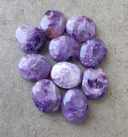 Natural Charoite Oval Shape Cabochon Flat Back Calibrated AAA+ Quality Wholesale Gemstones, All Sizes Available