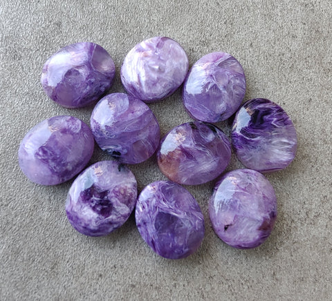 Natural Charoite Oval Shape Cabochon Flat Back Calibrated AAA+ Quality Wholesale Gemstones, All Sizes Available