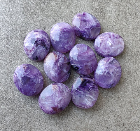 Natural Charoite Oval Shape Cabochon Flat Back Calibrated AAA+ Quality Wholesale Gemstones, All Sizes Available