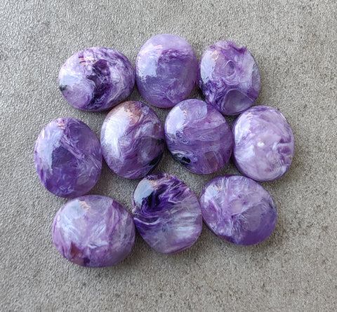 Natural Charoite Oval Shape Cabochon Flat Back Calibrated AAA+ Quality Wholesale Gemstones, All Sizes Available