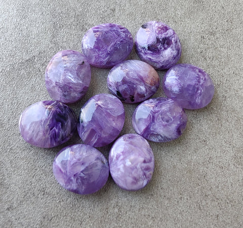 Natural Charoite Oval Shape Cabochon Flat Back Calibrated AAA+ Quality Wholesale Gemstones, All Sizes Available