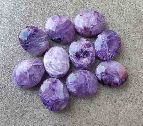 Natural Charoite Oval Shape Cabochon Flat Back Calibrated AAA+ Quality Wholesale Gemstones, All Sizes Available