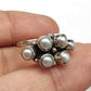 925 SOLID STERLING SILVER NATURAL PEARL GEMSTONES HANDMADE RING, ALL SIZES AVAILABLE